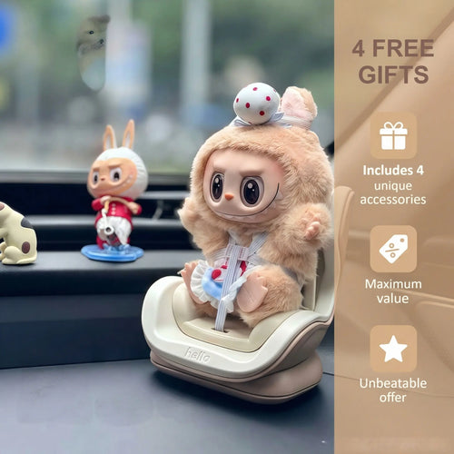 [FREE Accessories Included] Mini Doll Car Seat for Labubu Mini Chair Secure Doll Holder for Air Vent & Dashboard Fits Labubu & Jellycat & Plush Toys Accessory Easy Installation Fun Decoration Emotional Value Summervibes