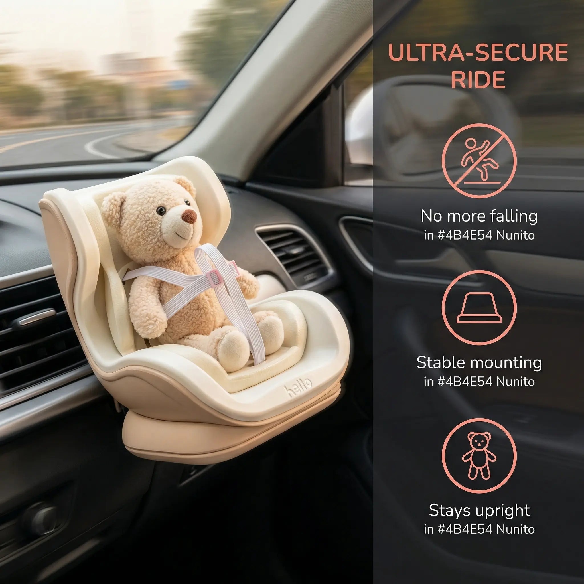 [FREE Accessories Included] Mini Doll Car Seat for Labubu Mini Chair Secure Doll Holder for Air Vent & Dashboard Fits Labubu & Jellycat & Plush Toys Accessory Easy Installation Fun Decoration Emotional Value Summervibes