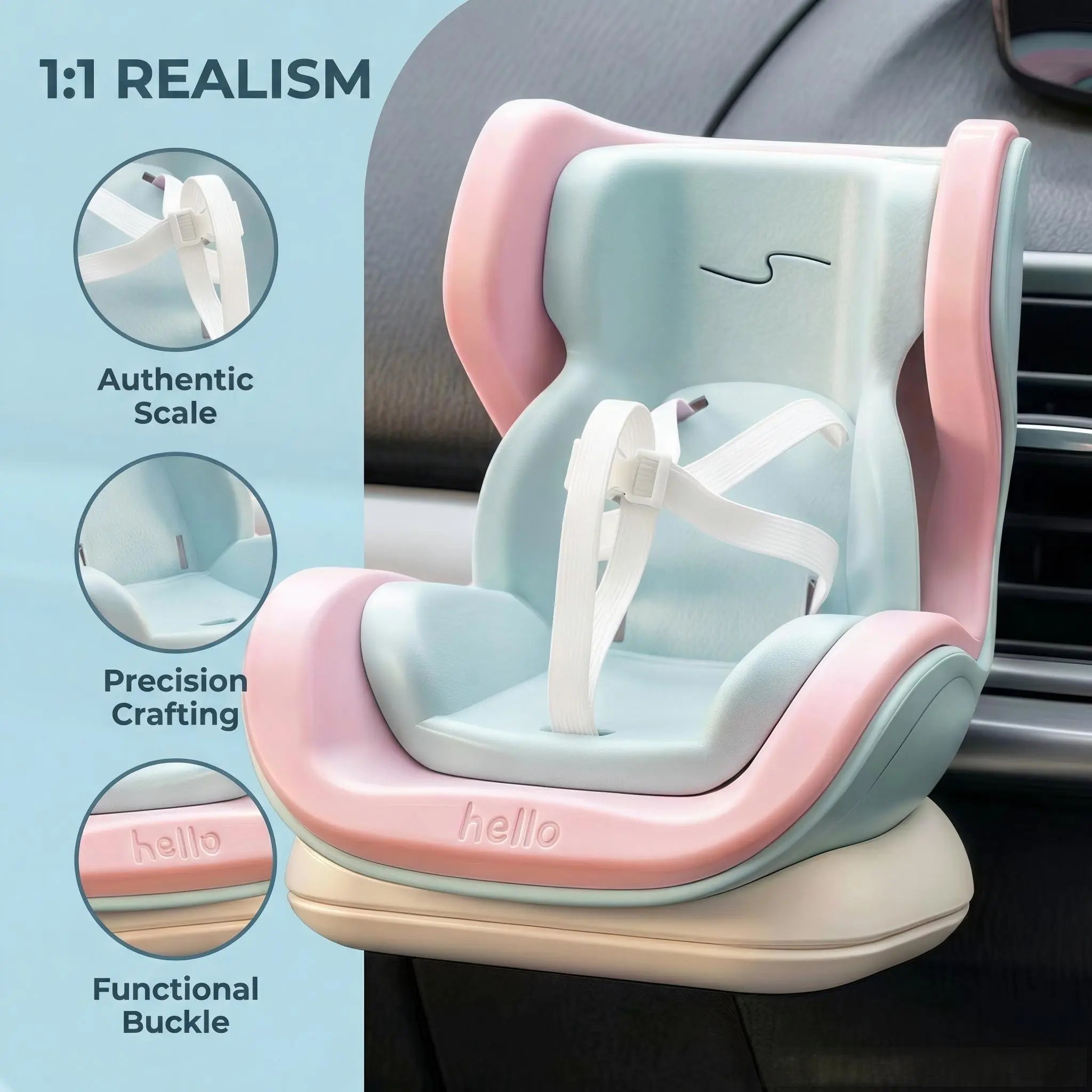 [FREE Accessories Included] Mini Doll Car Seat for Labubu Mini Chair Secure Doll Holder for Air Vent & Dashboard Fits Labubu & Jellycat & Plush Toys Accessory Easy Installation Fun Decoration Emotional Value Summervibes